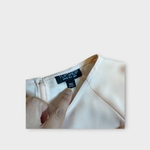 Topshop Blush Pink Front Tie Peplum Keyhole Detail Top - Picture 9 of 10